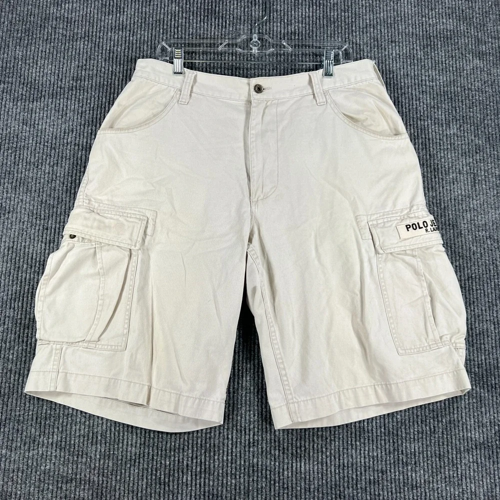 Vintage Polo Ralph Lauren Cargo Shorts Mens 35 White 12